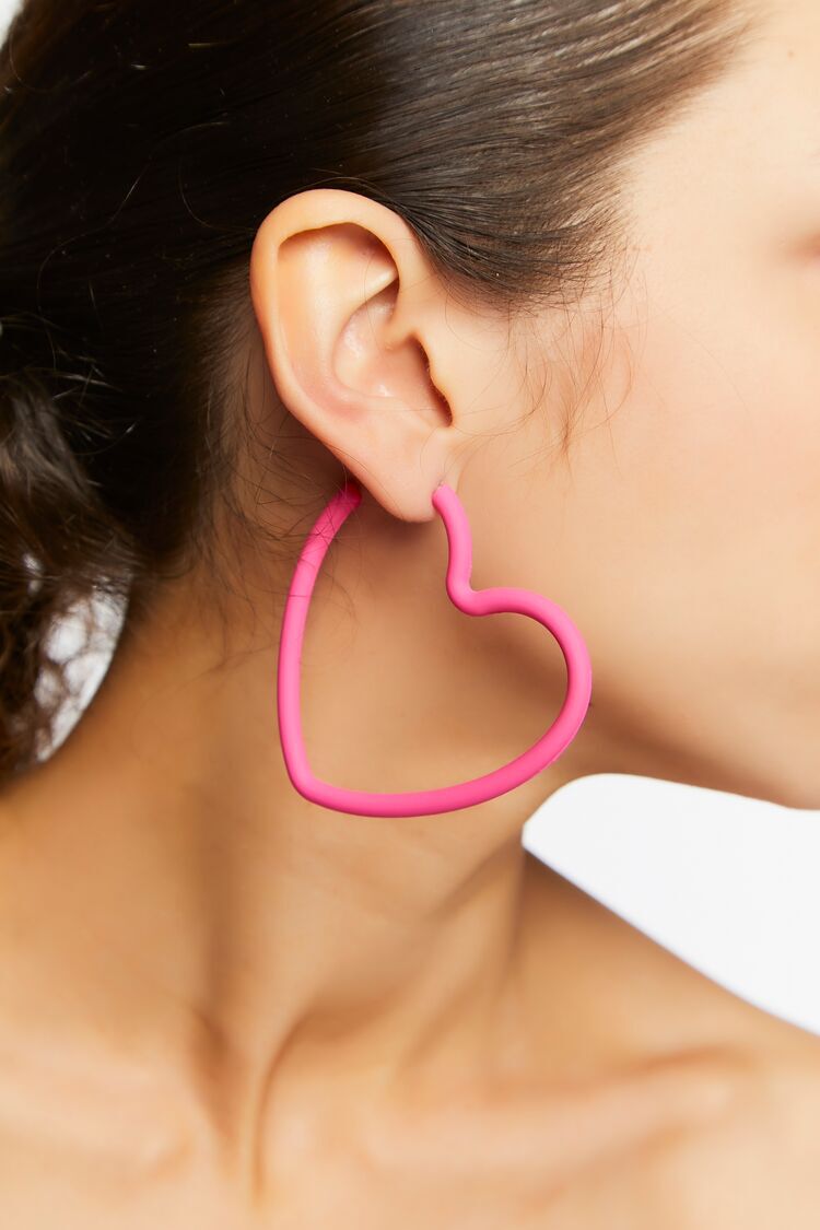 Pendientes Forma Corazón Rosa