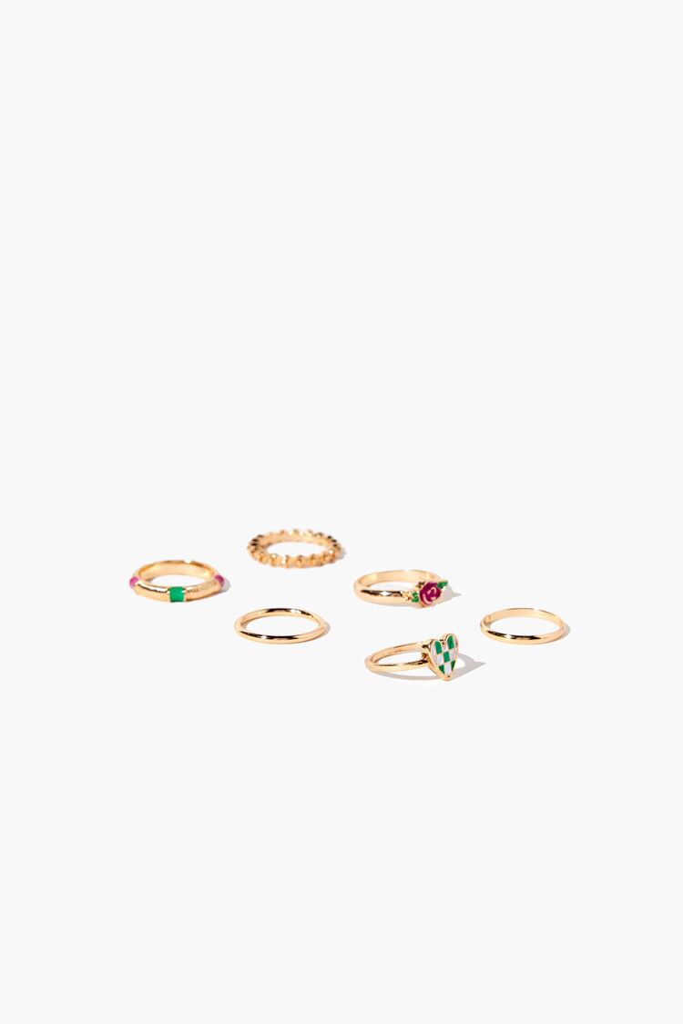 Set Anillos Dorado/Multicolor