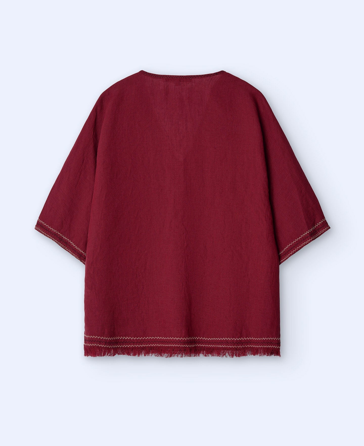Camisa Escote Pico Flecos Rojo