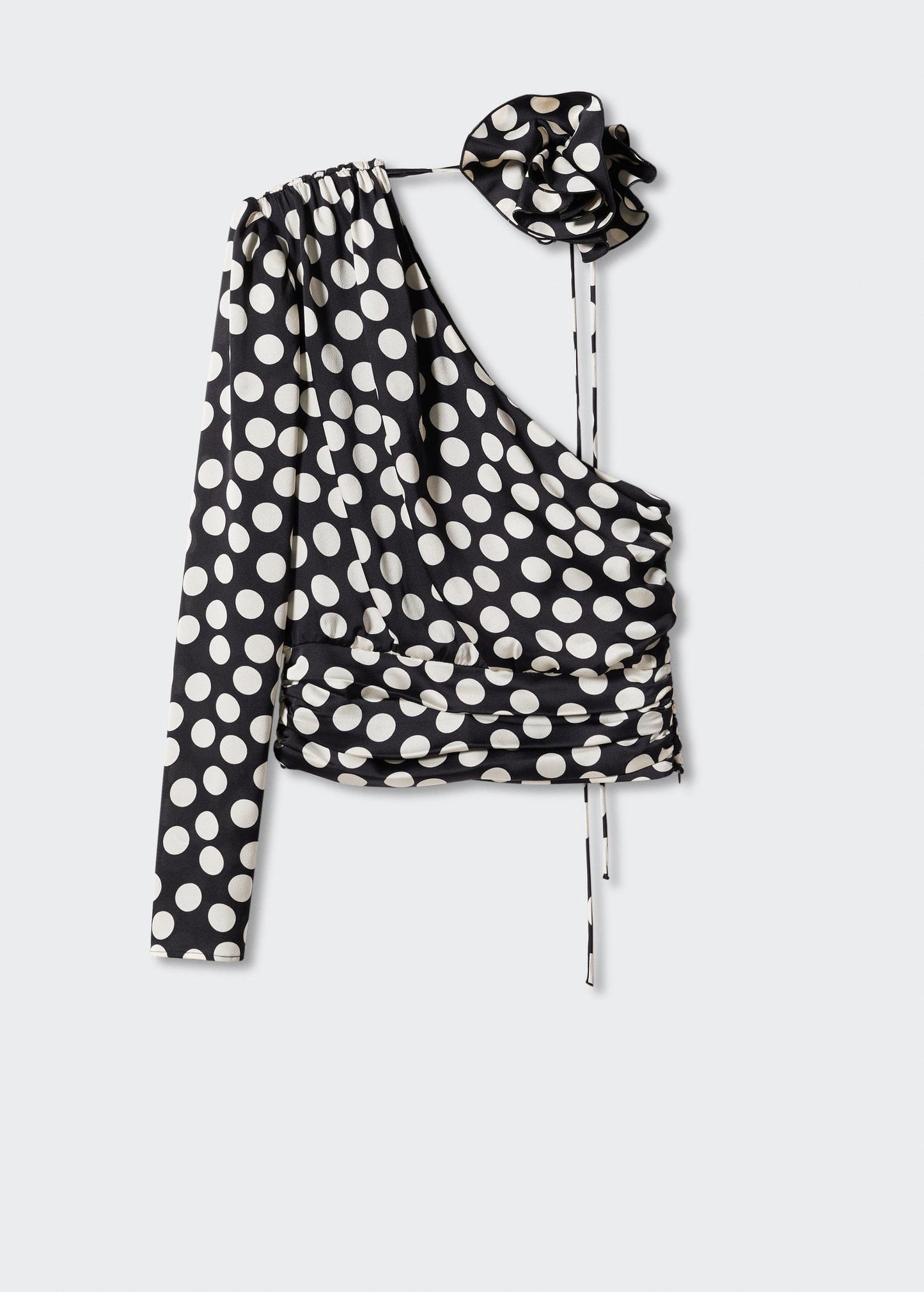Blusa Puntos Aplique Flor Negro