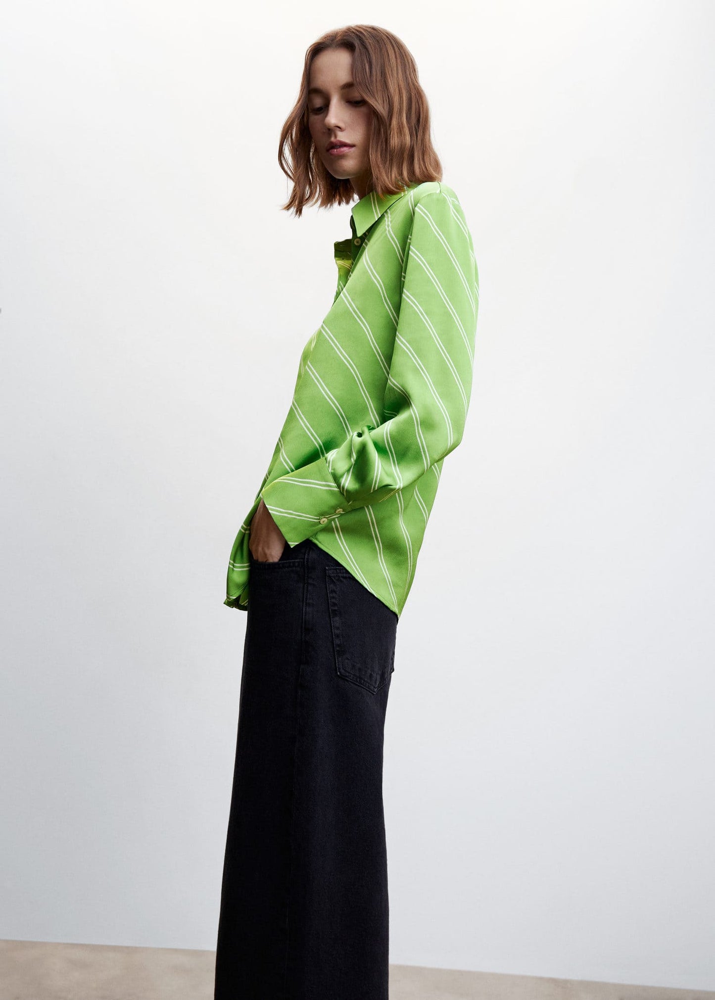 Blusa Fluida Satinada Verde