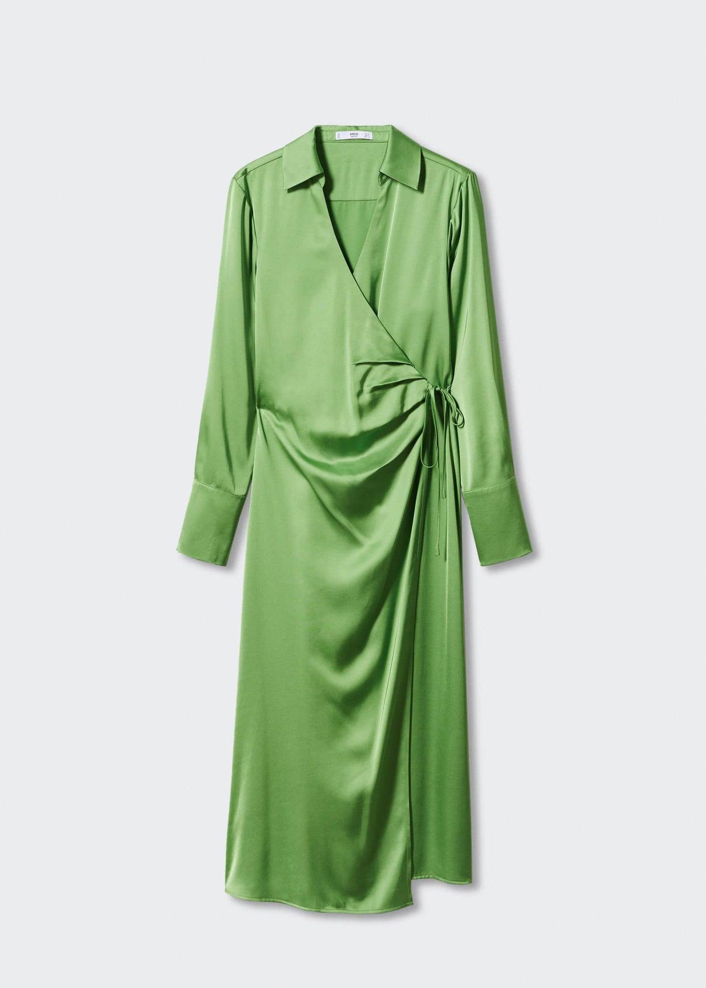 Vestido Satinado Drapeado Verde