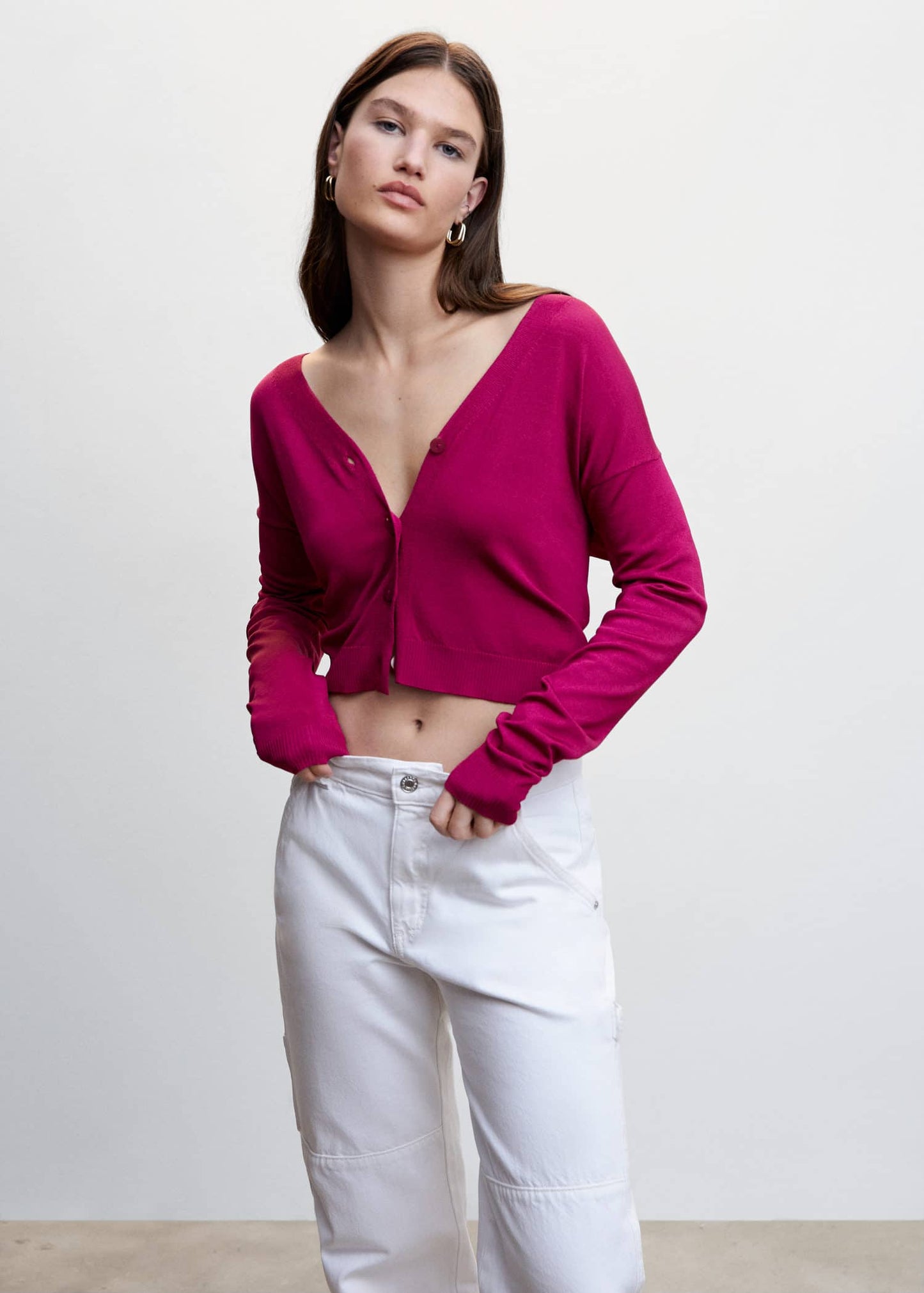 Jacket Punto Botones Rosa