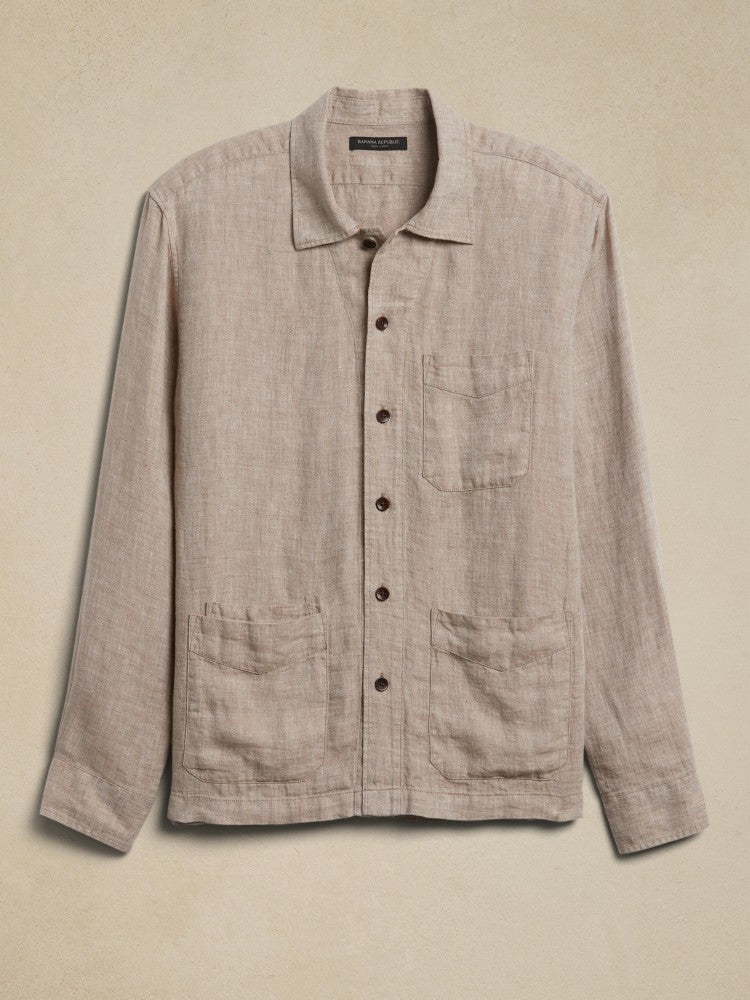 Camisa De Lino Café