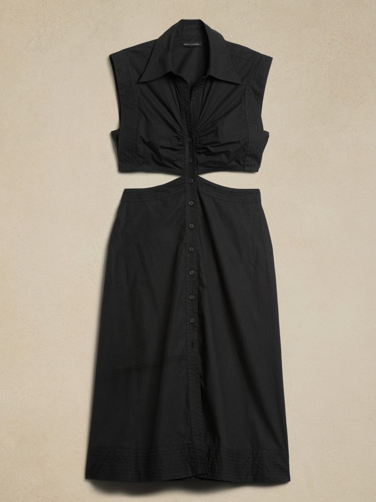 Vestido Camisero Con Aberturas Negro