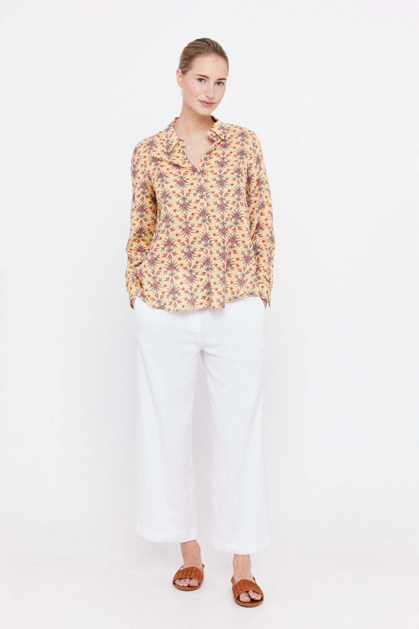 Blusa Algodón Estampada Amarillo