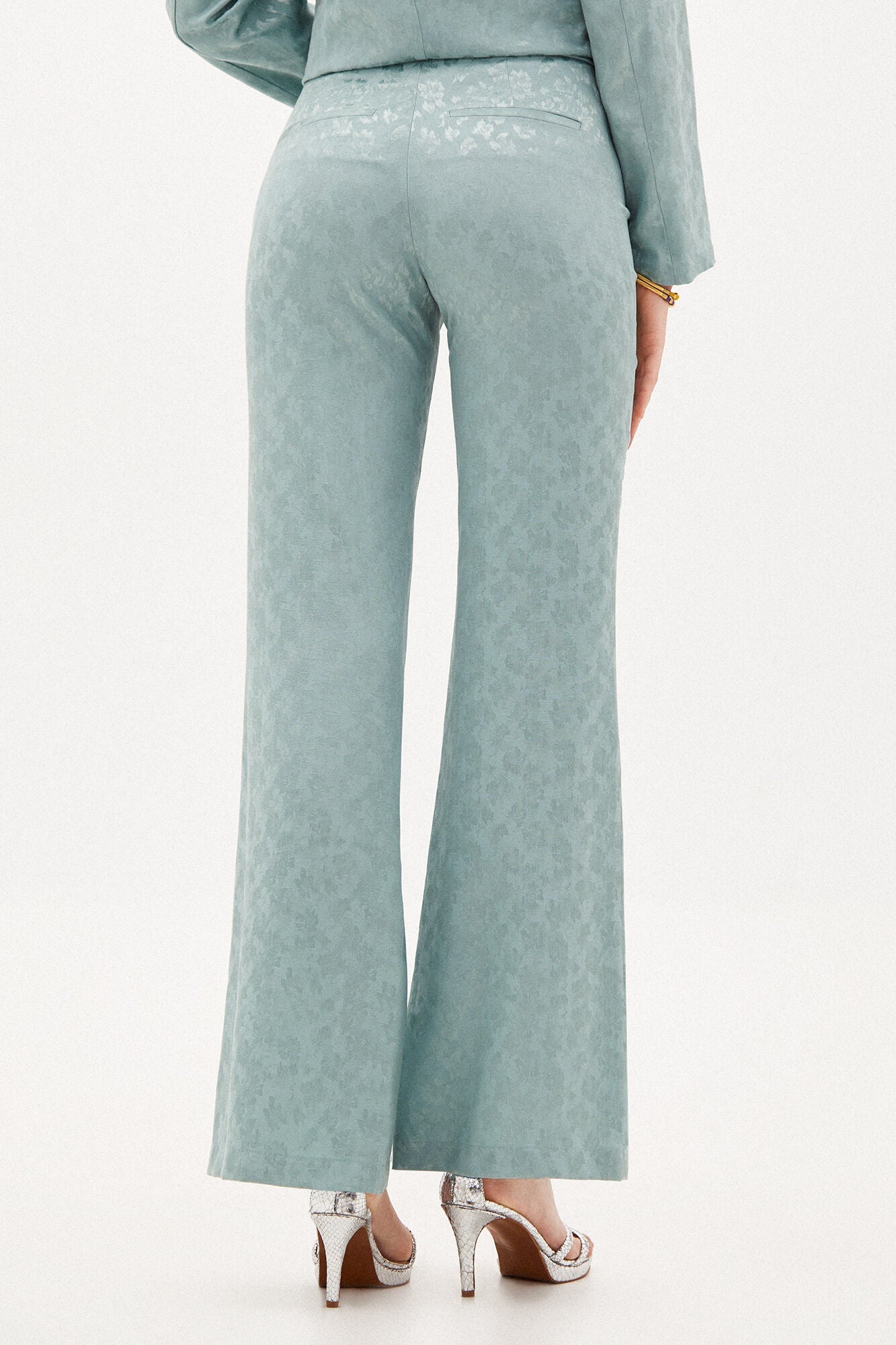 Pantalón Ancho Satinado Azul