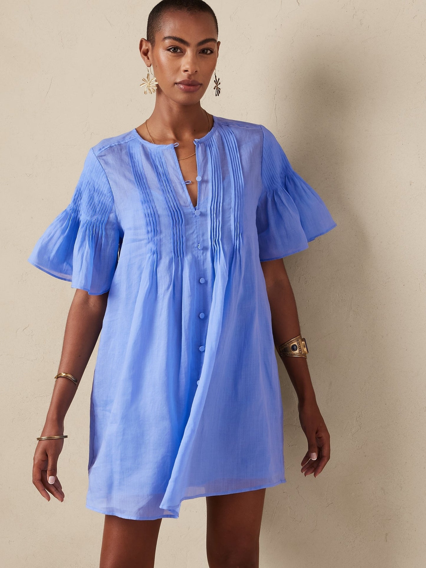 Ramie Pintuck Dress