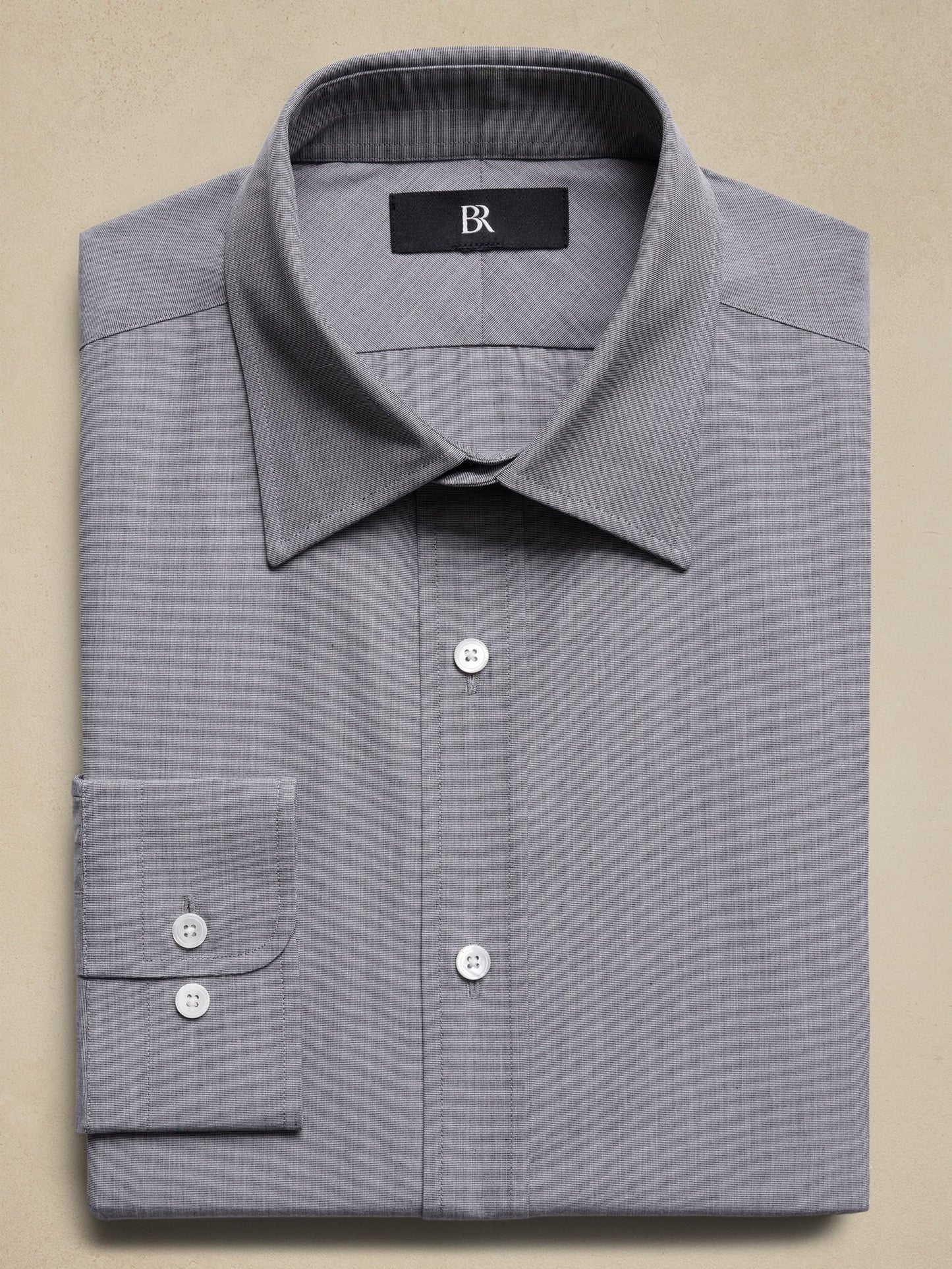 Camisa De Vestir Algodón Popelín Gris