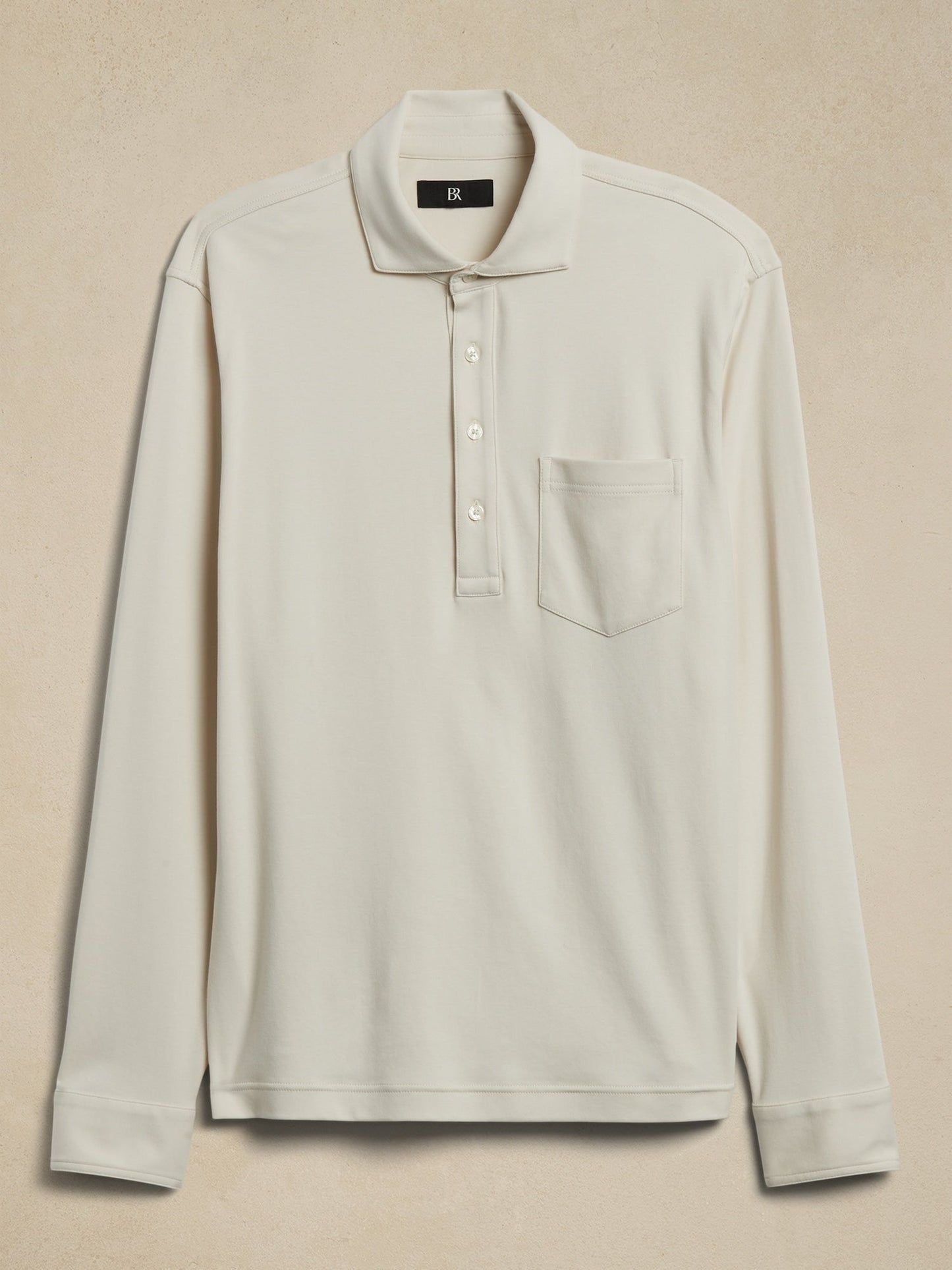 Polo Manga Larga Con Bolsillo Beige