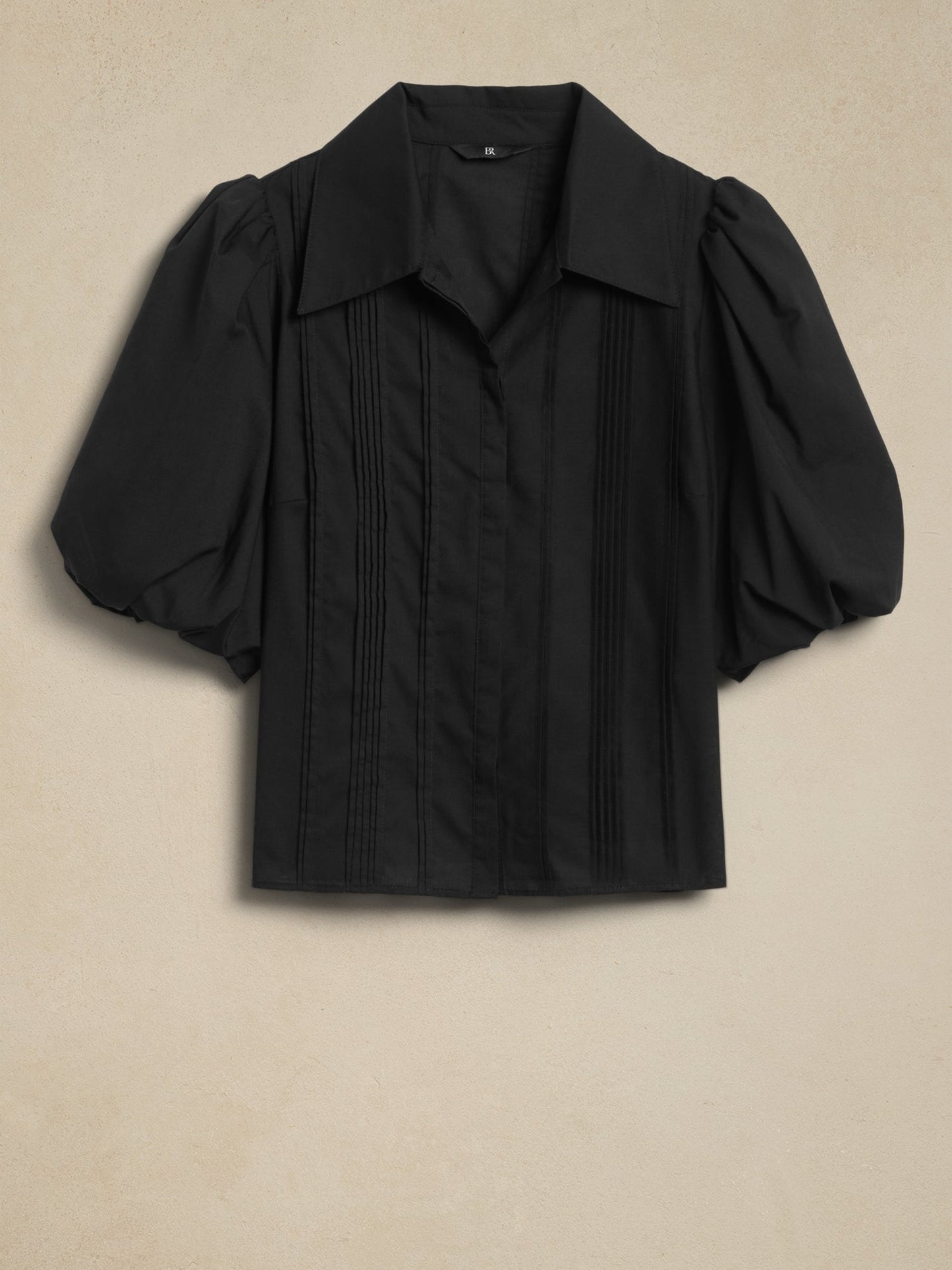 Blusa Mangas Fruncidas Con Volumen Negro