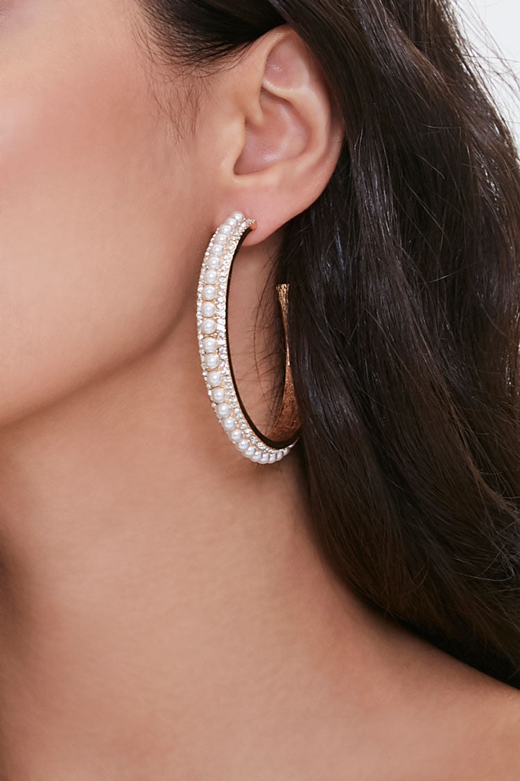 Pendientes Maxi Blanco/Dorado