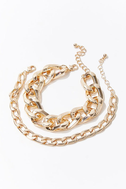 Set Pulseras Cadena Dorado