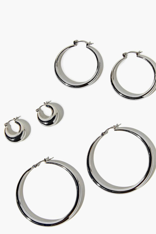 Set Pendientes Plateado