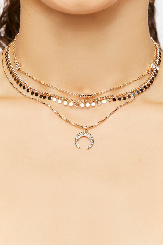Collar Capas Luna y Estrella Dorado