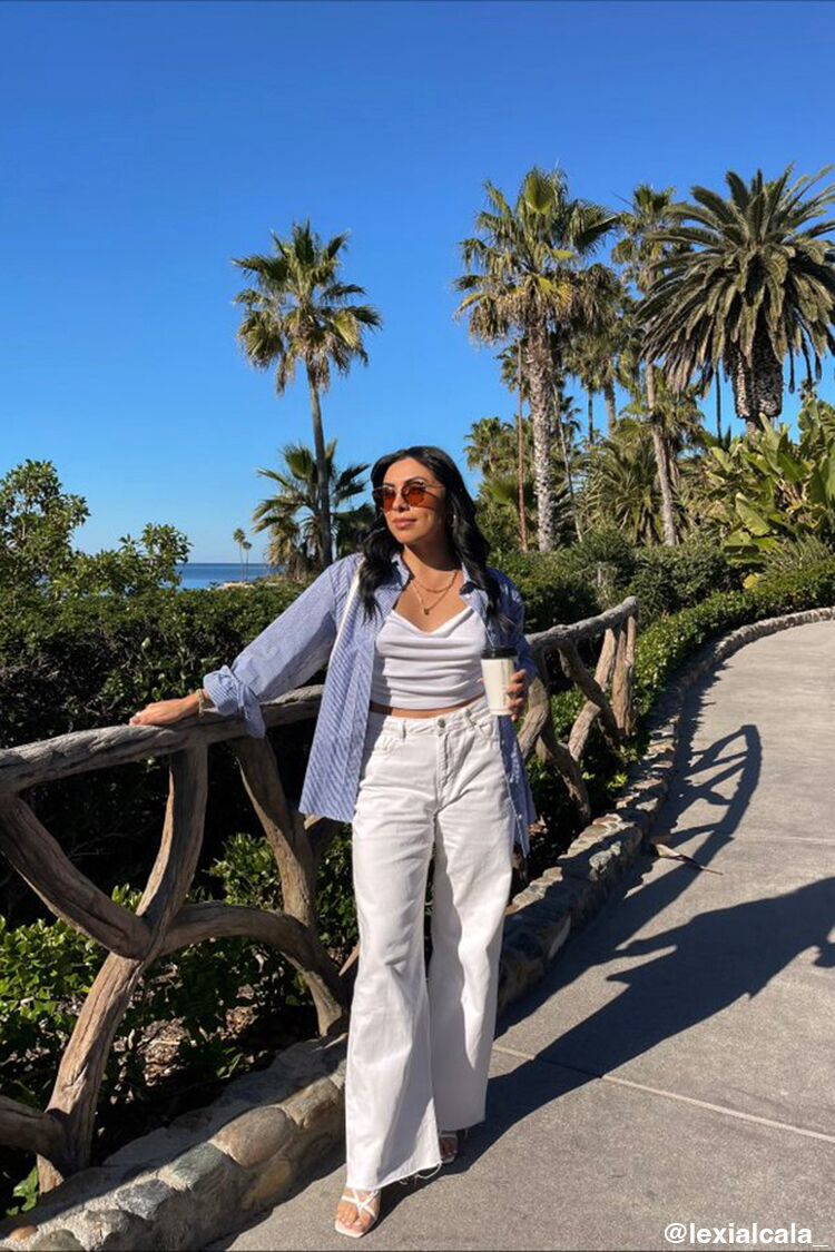 Denim Pantalón Ancho Blanco