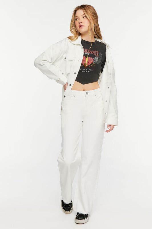 Denim Pantalón Ancho Blanco