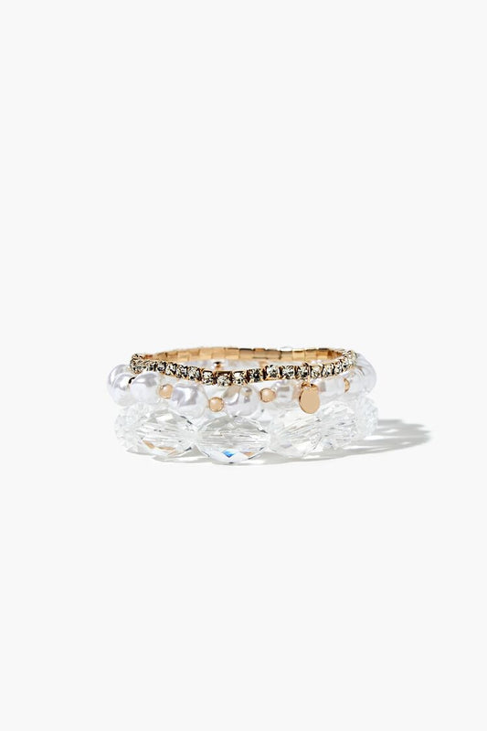 Set Pulseras Dorado/Blanco
