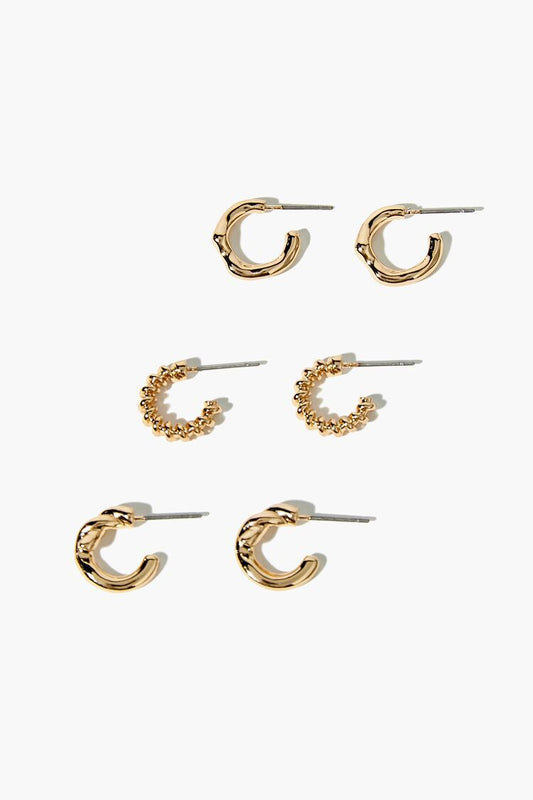 Set Pendientes Aros Dorado