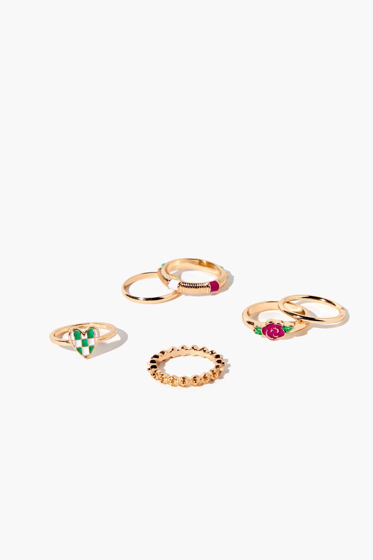 Set Anillos Dorado/Multicolor