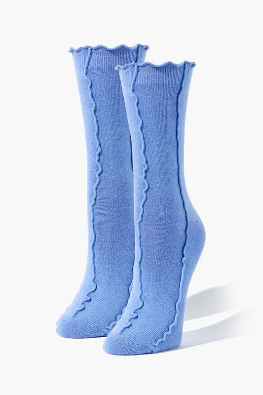 Medias Altas Costuras Azul