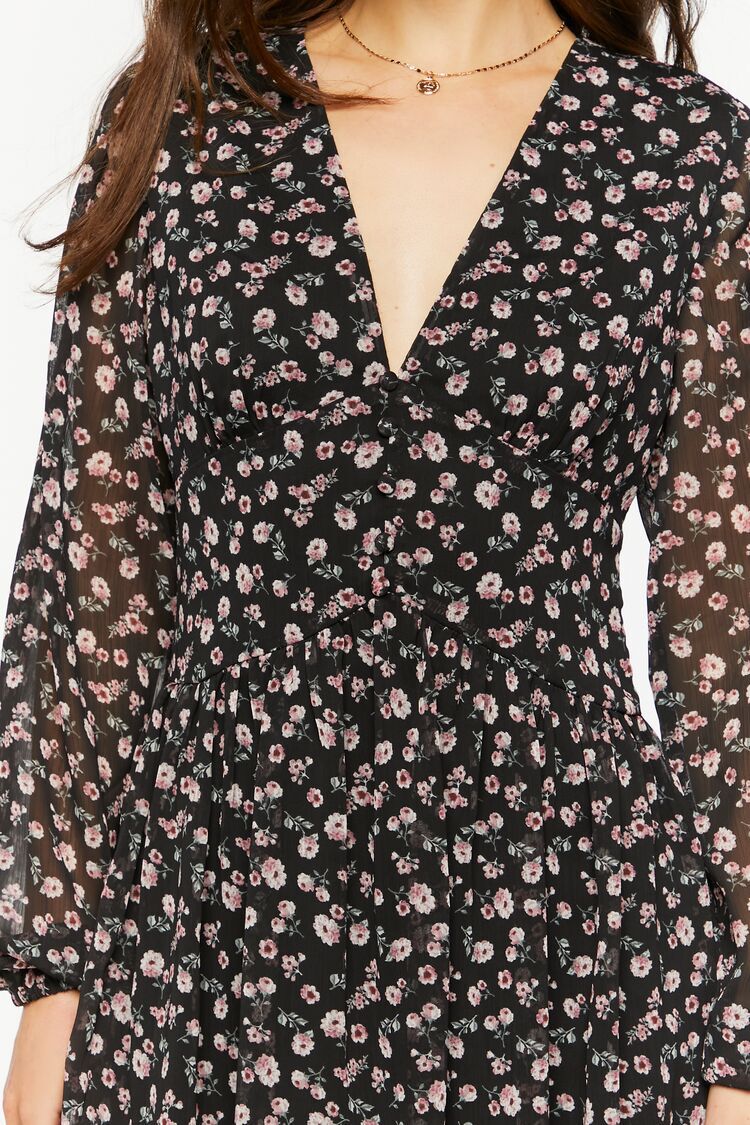 Vestido Estampado Floral Negro