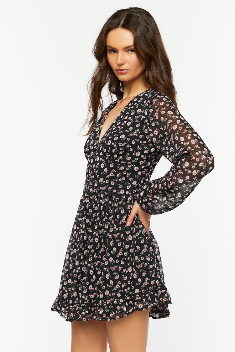 Vestido Estampado Floral Negro