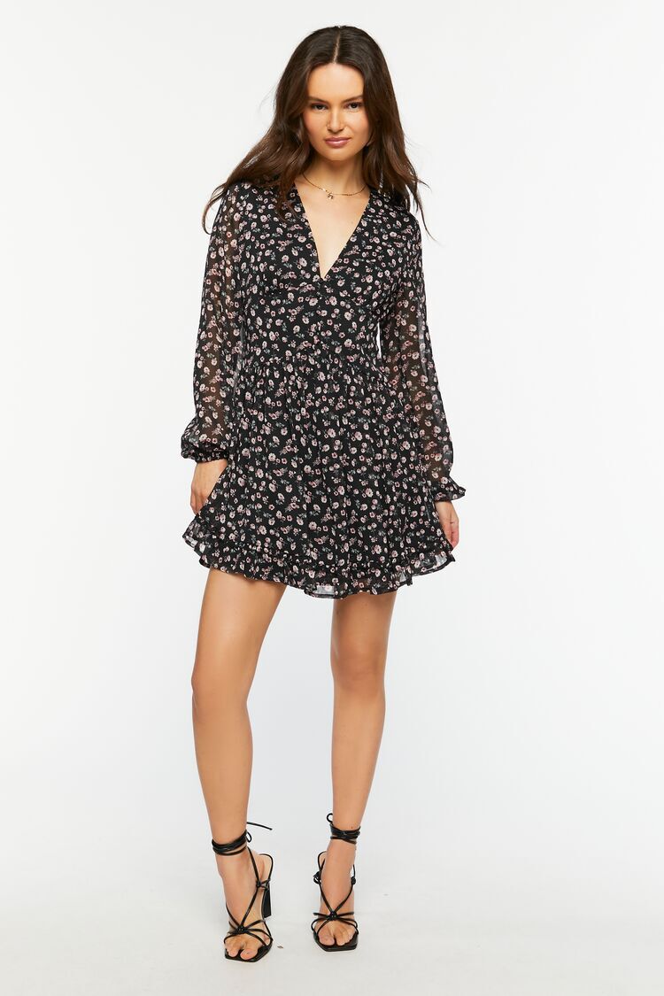 Vestido Estampado Floral Negro