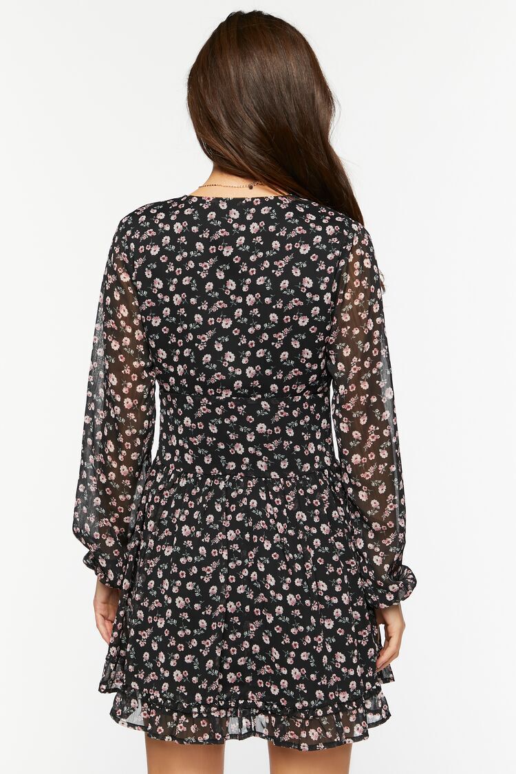 Vestido Estampado Floral Negro