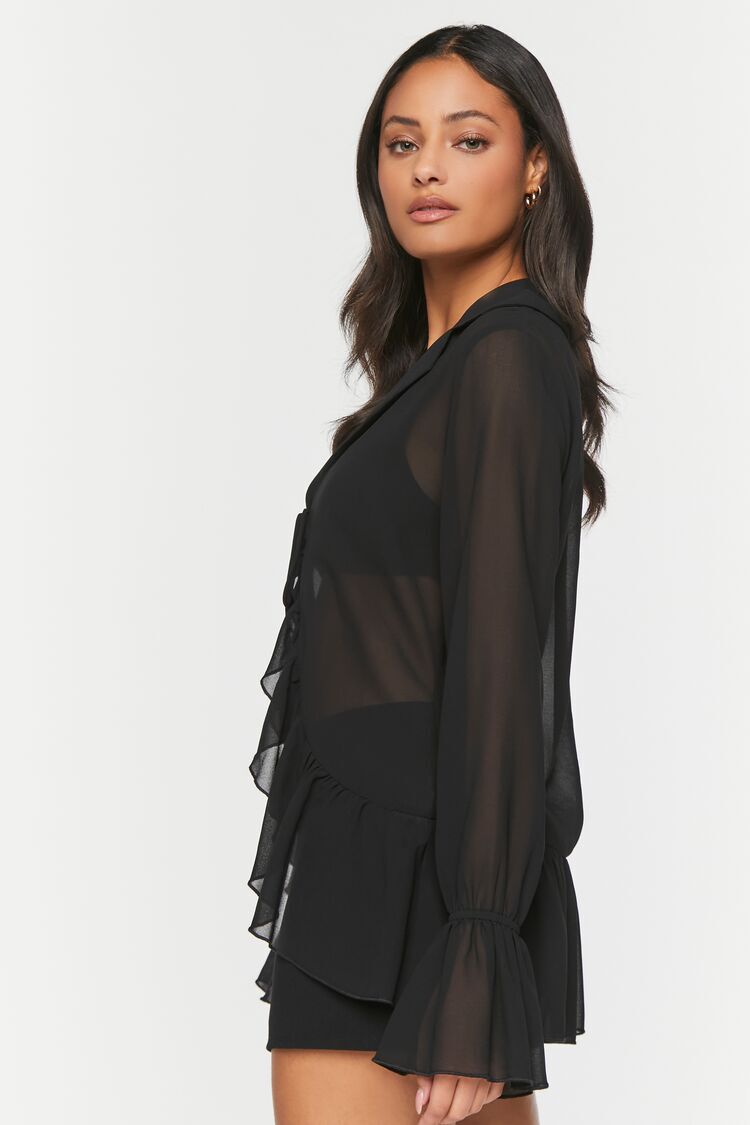 Camisa Semi Transparente Negro