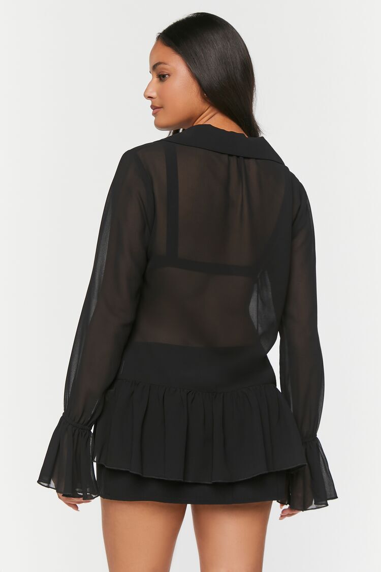 Camisa Semi Transparente Negro