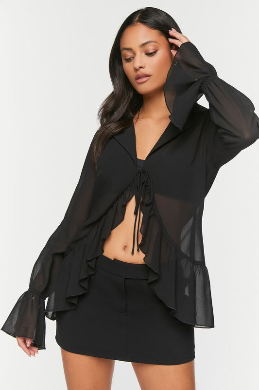 Camisa Semi Transparente Negro