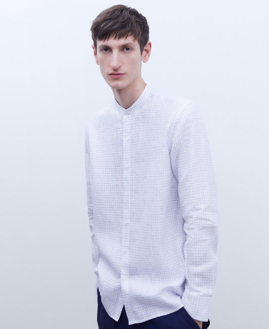 Camisa Botones Lino Blanco