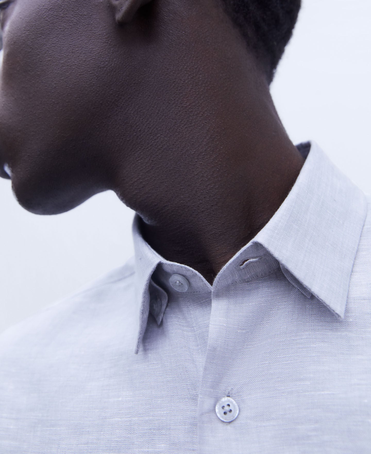 Camisa Botones Lino Gris