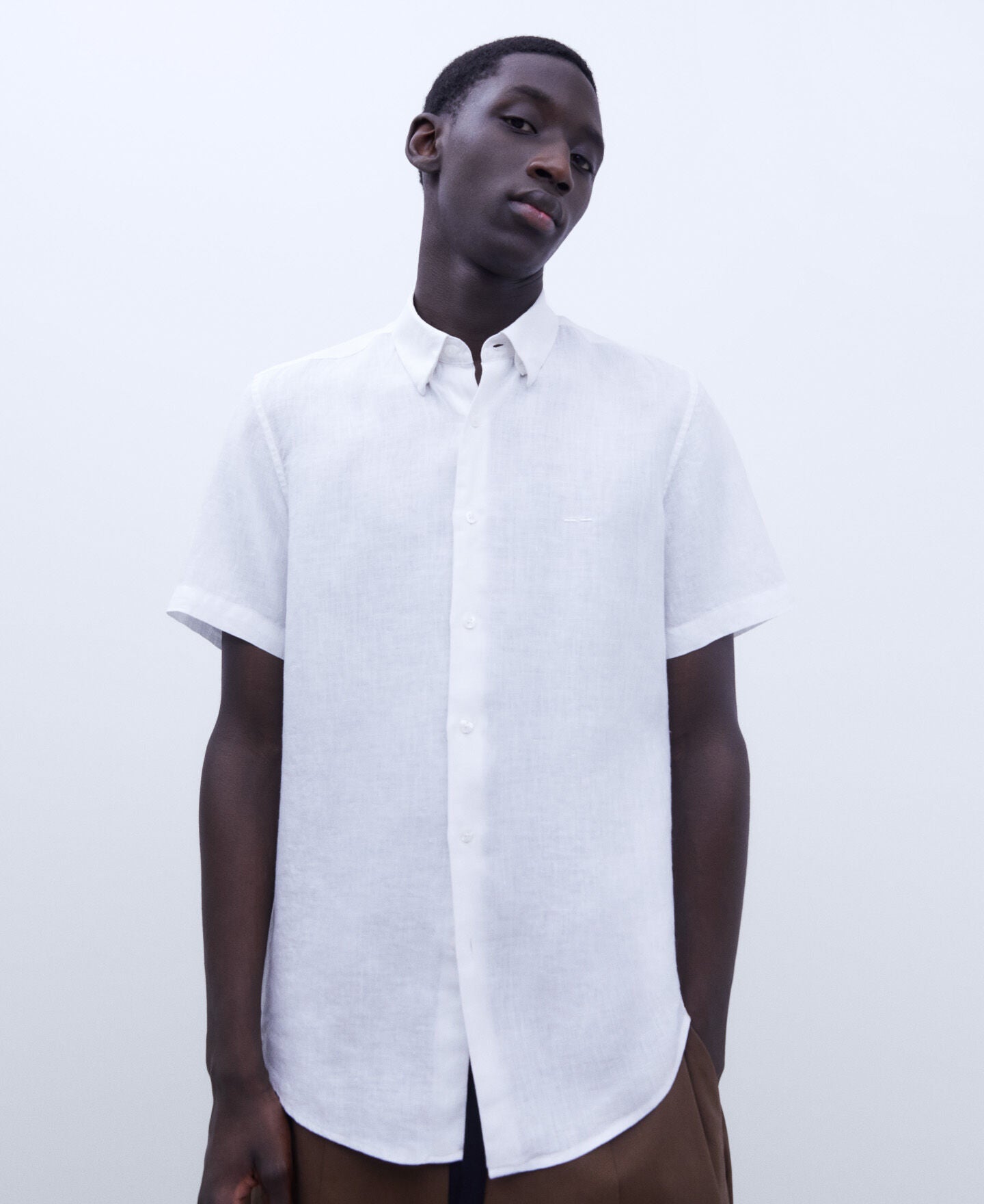 Camisa Manga Corta Lino Blanco