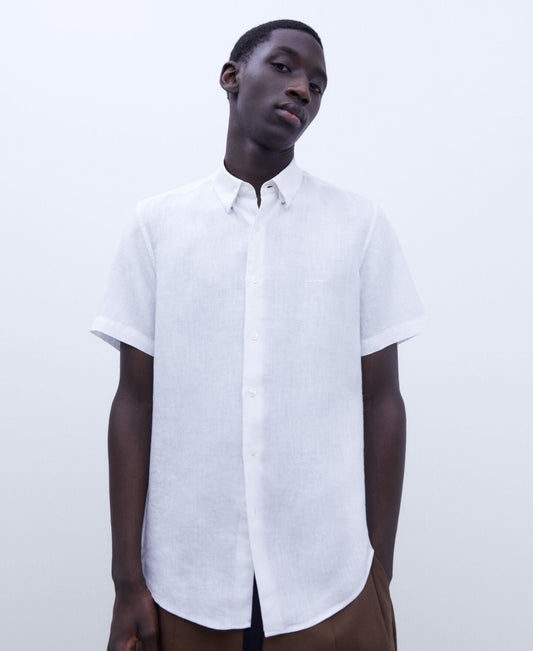 Camisa Manga Corta Lino Blanco