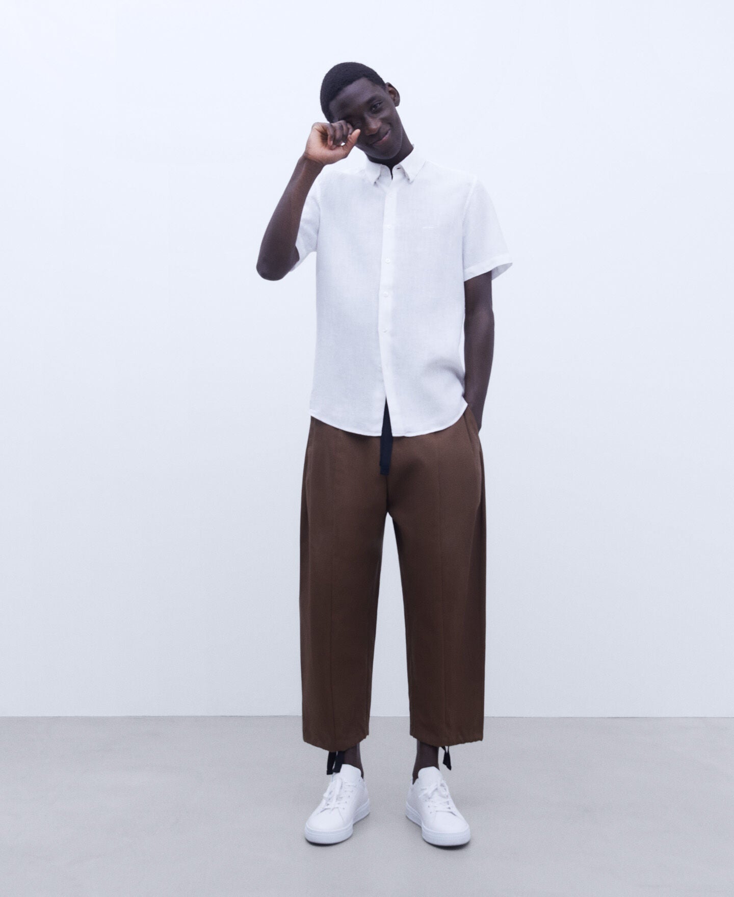 Camisa Manga Corta Lino Blanco