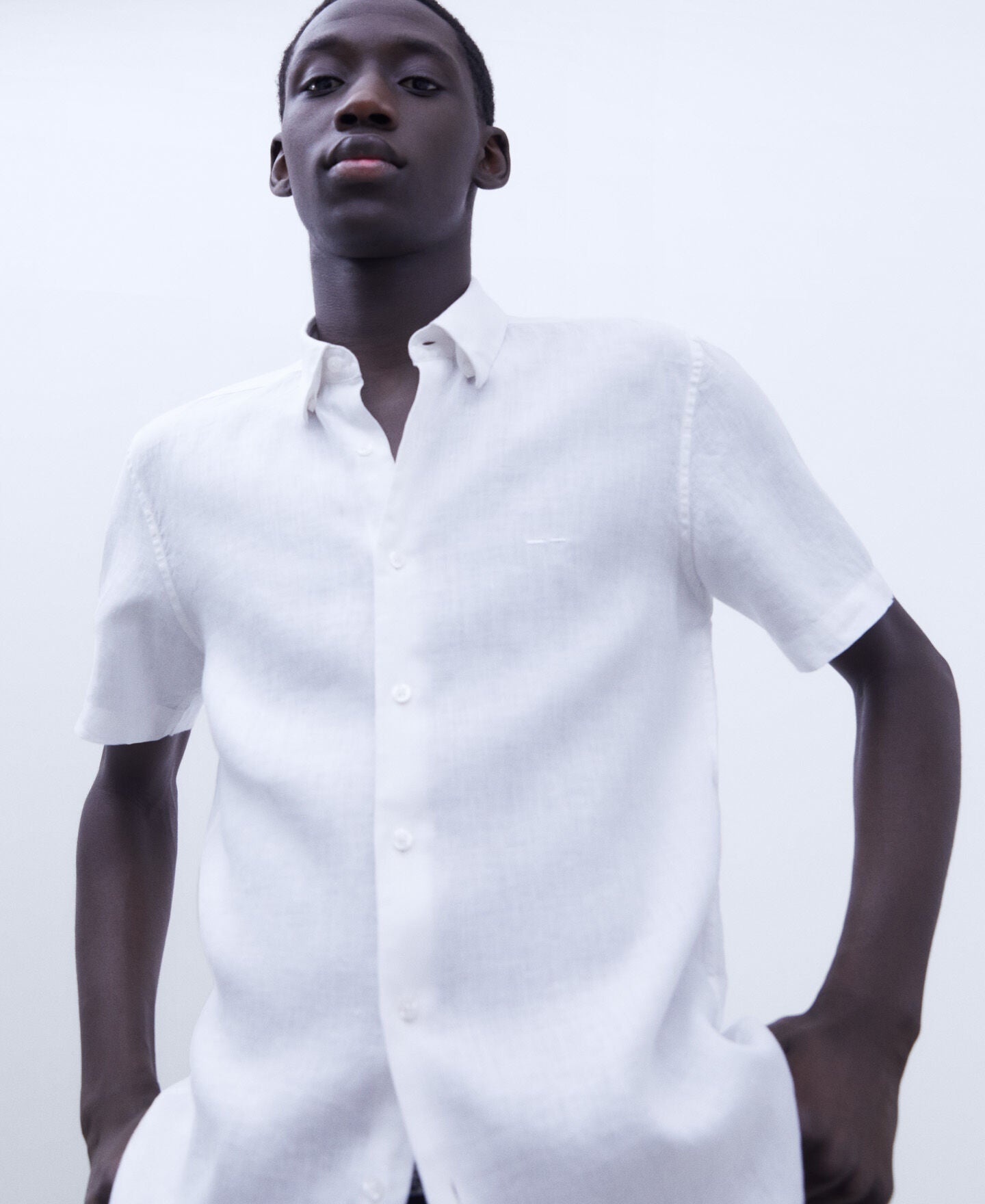 Camisa Manga Corta Lino Blanco