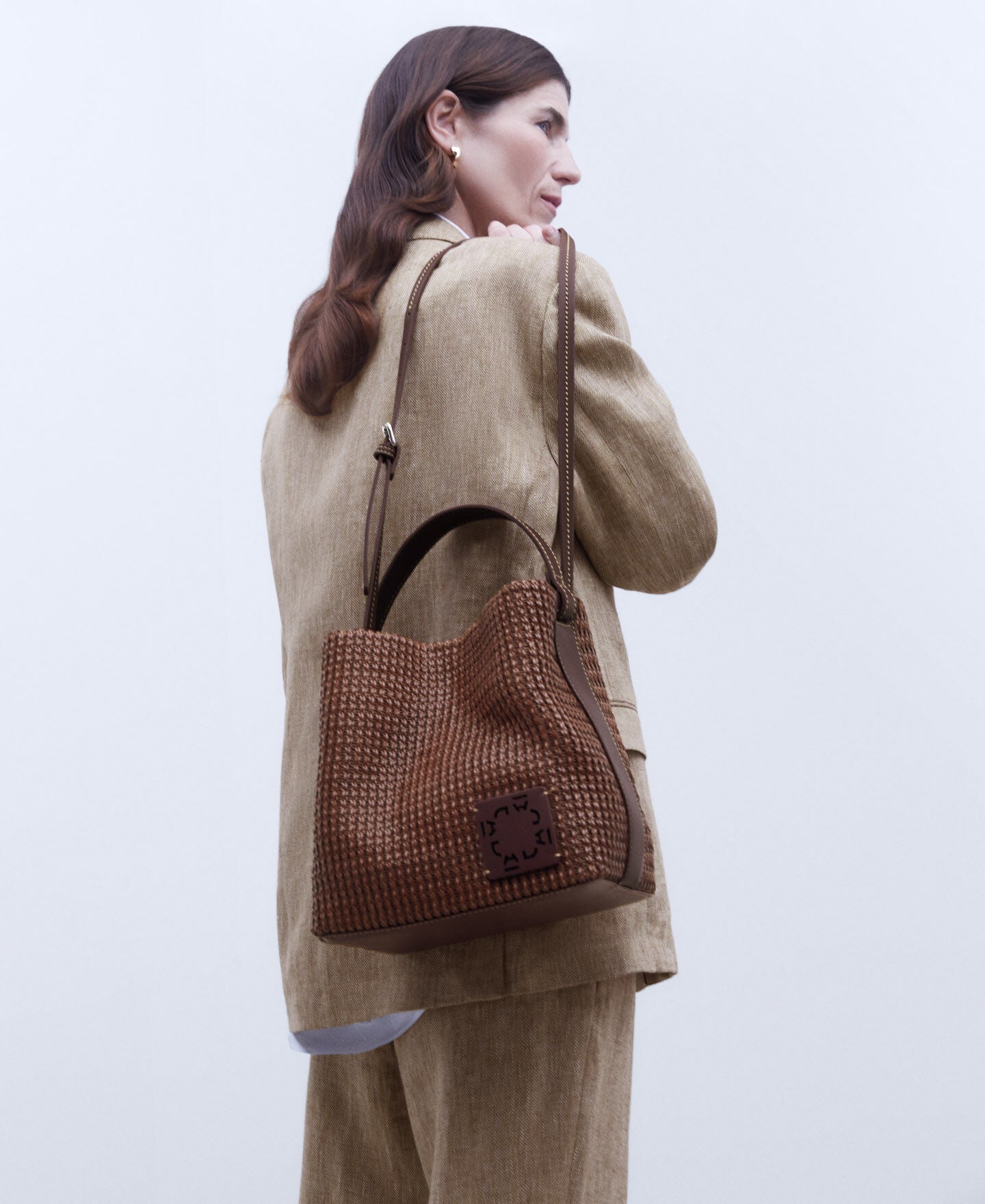 Bolso Trenzado Mediano Café