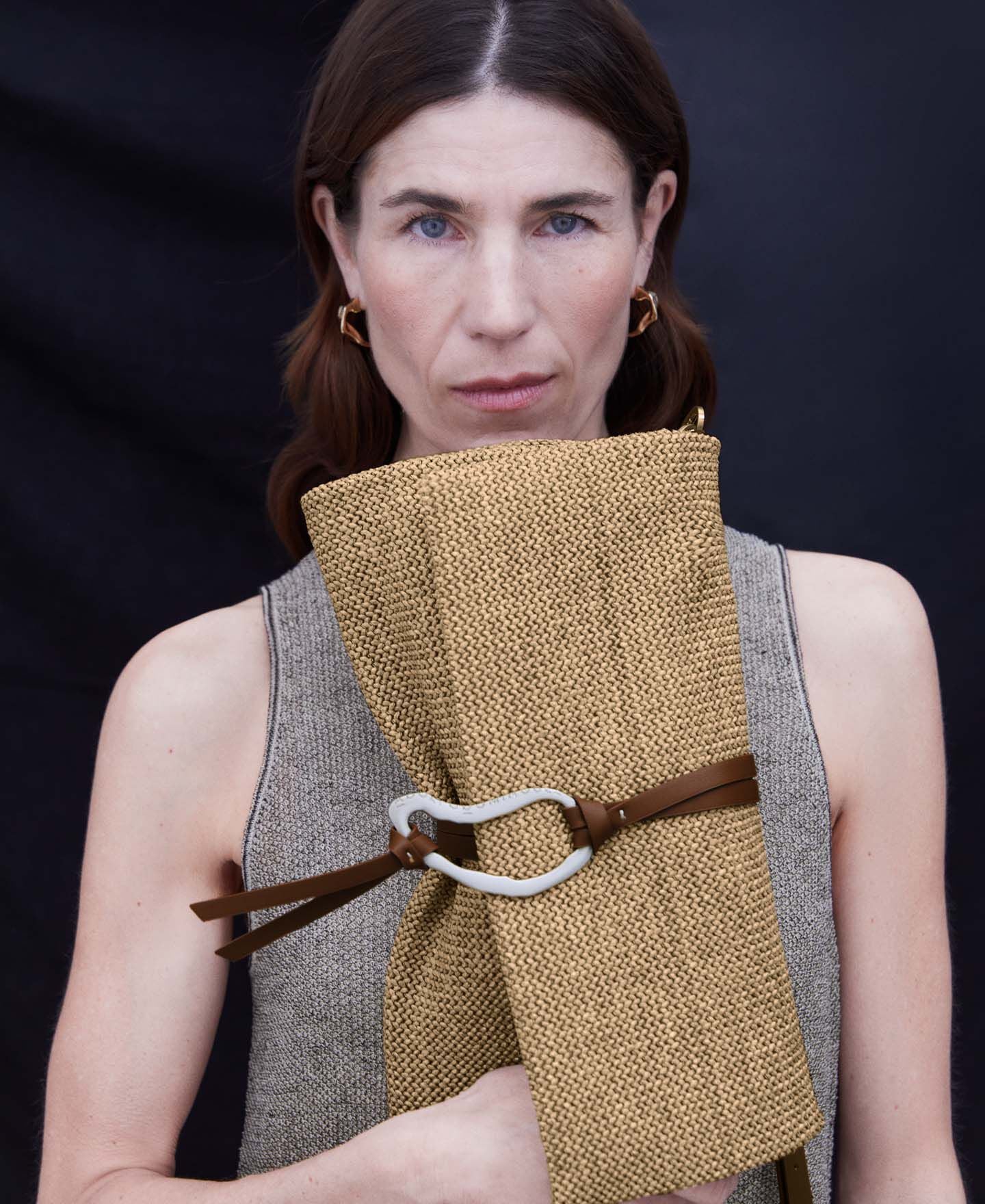 Cartera De Mano Trenzado Café