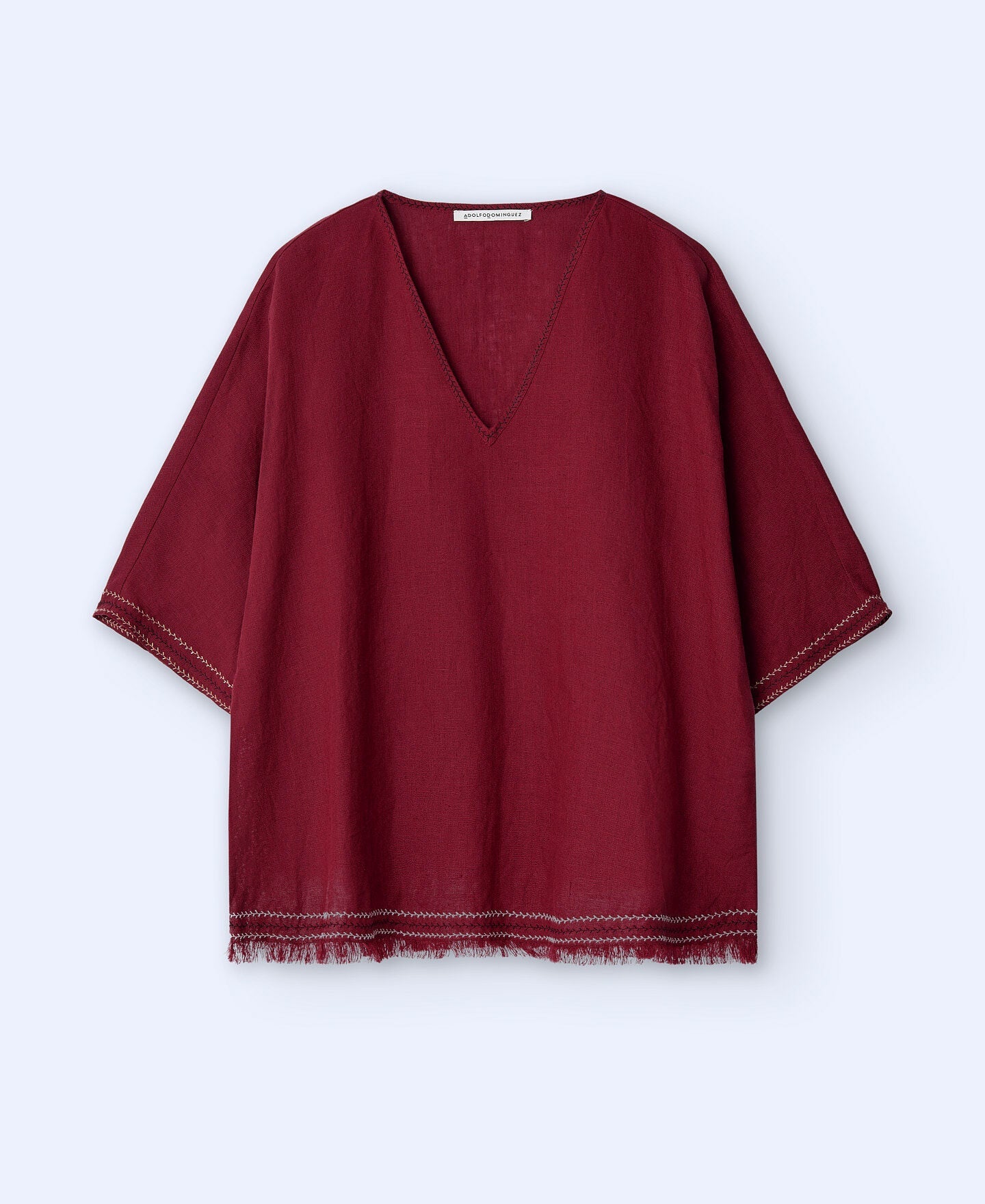 Camisa Escote Pico Flecos Rojo