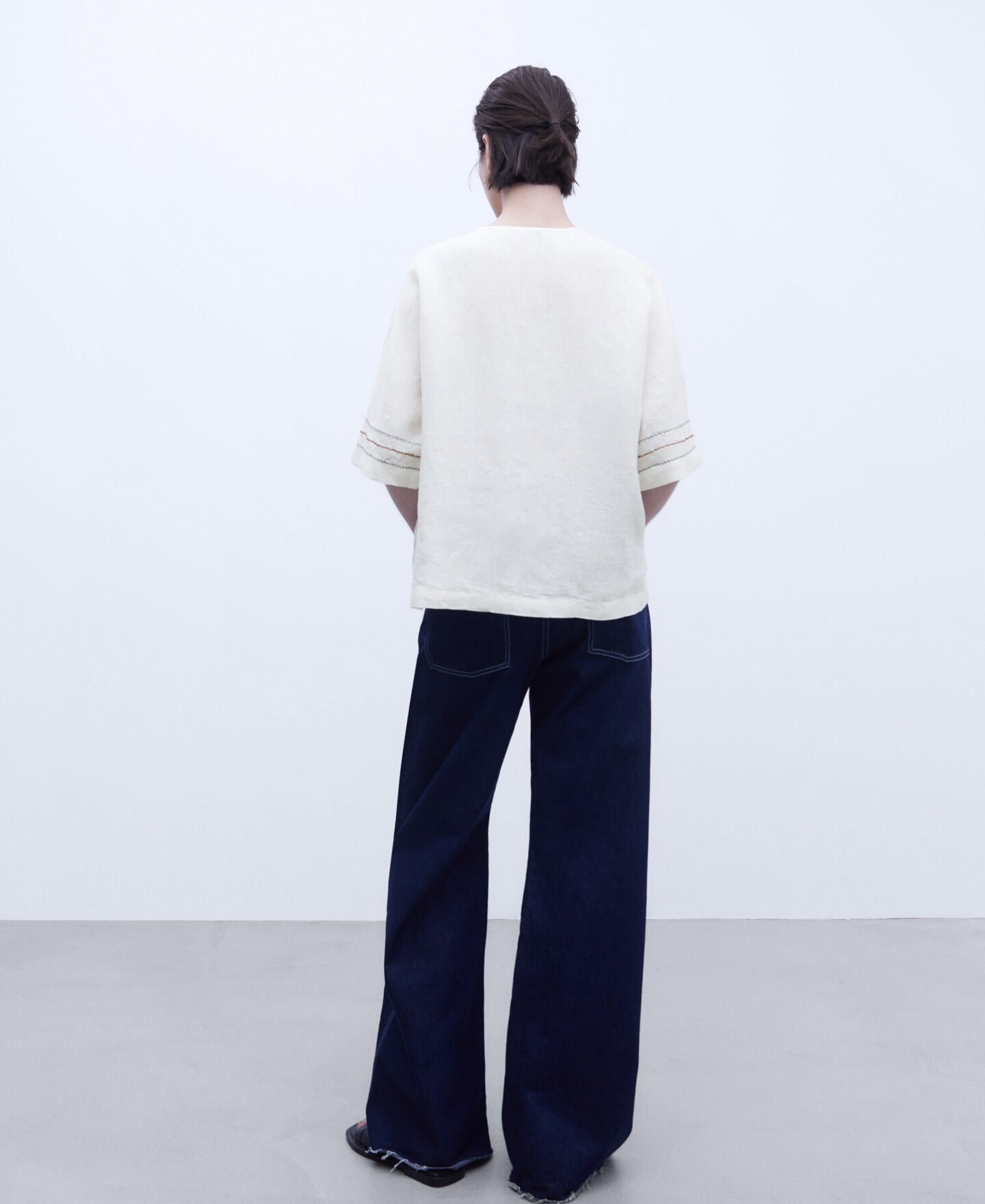 Camisa Escote Caja Lino Blanco