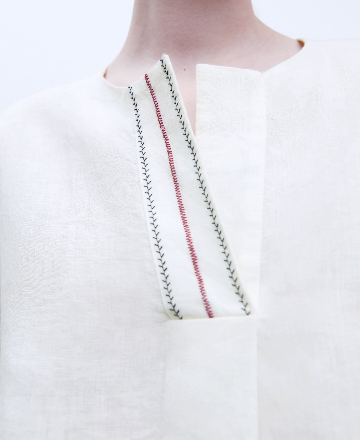 Camisa Escote Caja Lino Blanco