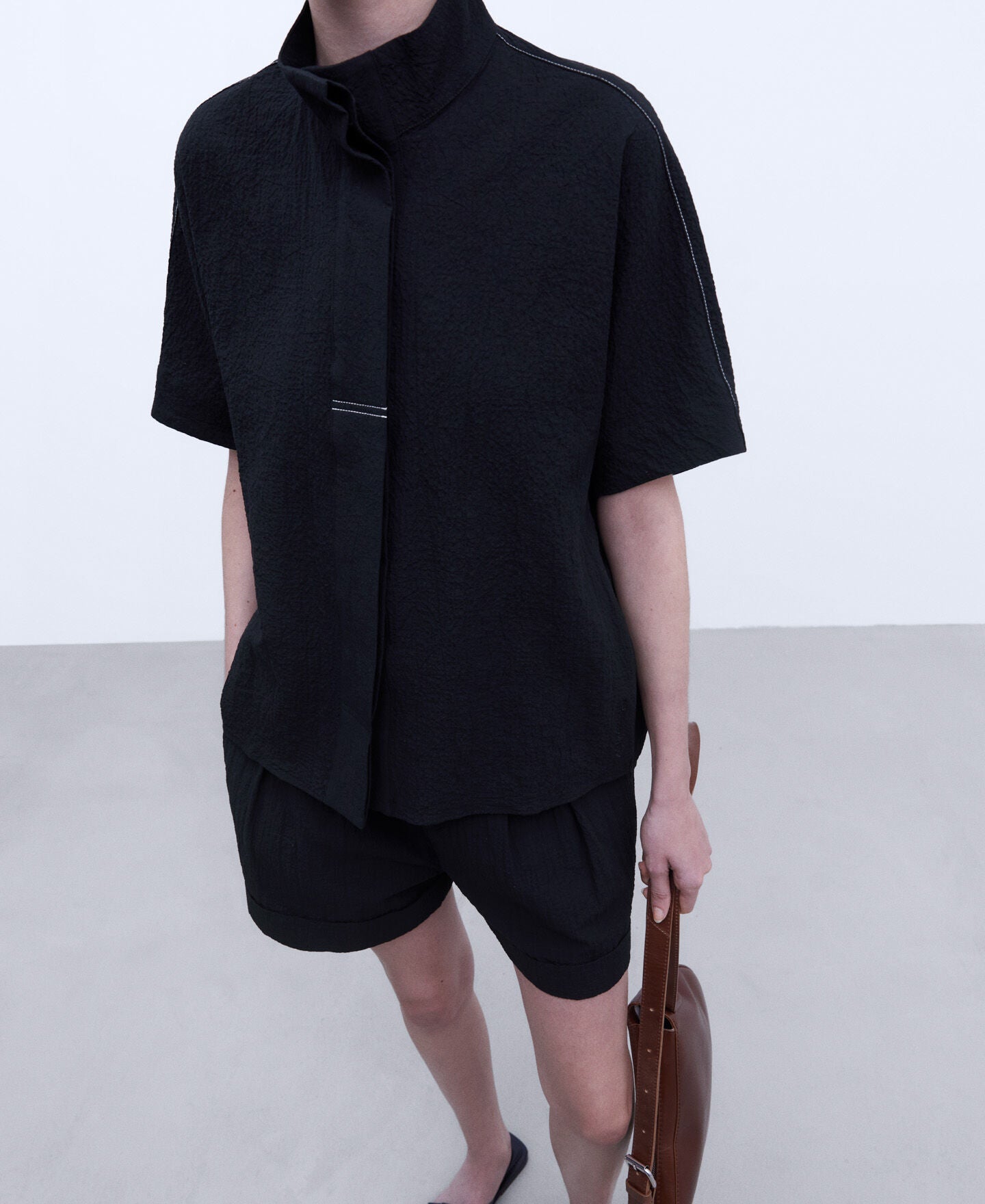 Camisa Con Botones Negro
