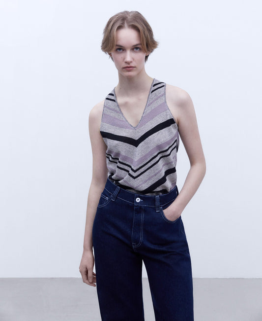 Top Rayas Diagonales Multicolor
