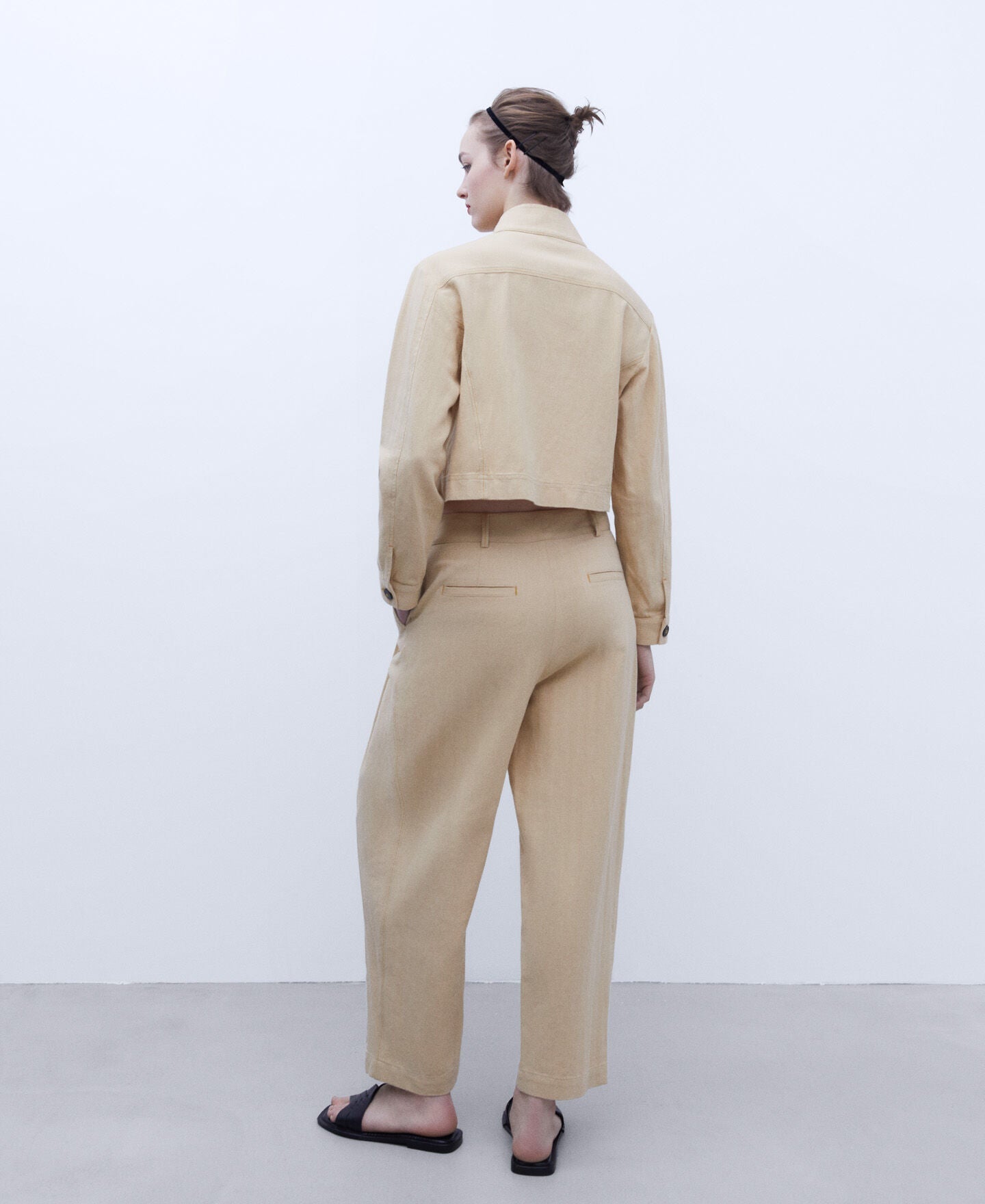 Pantalón Fluido Lino Amarillo Claro