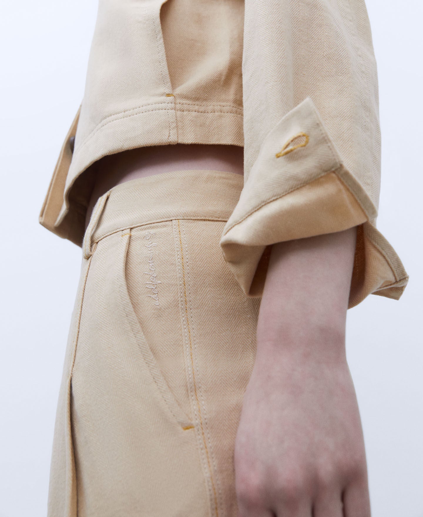 Pantalón Fluido Lino Amarillo Claro