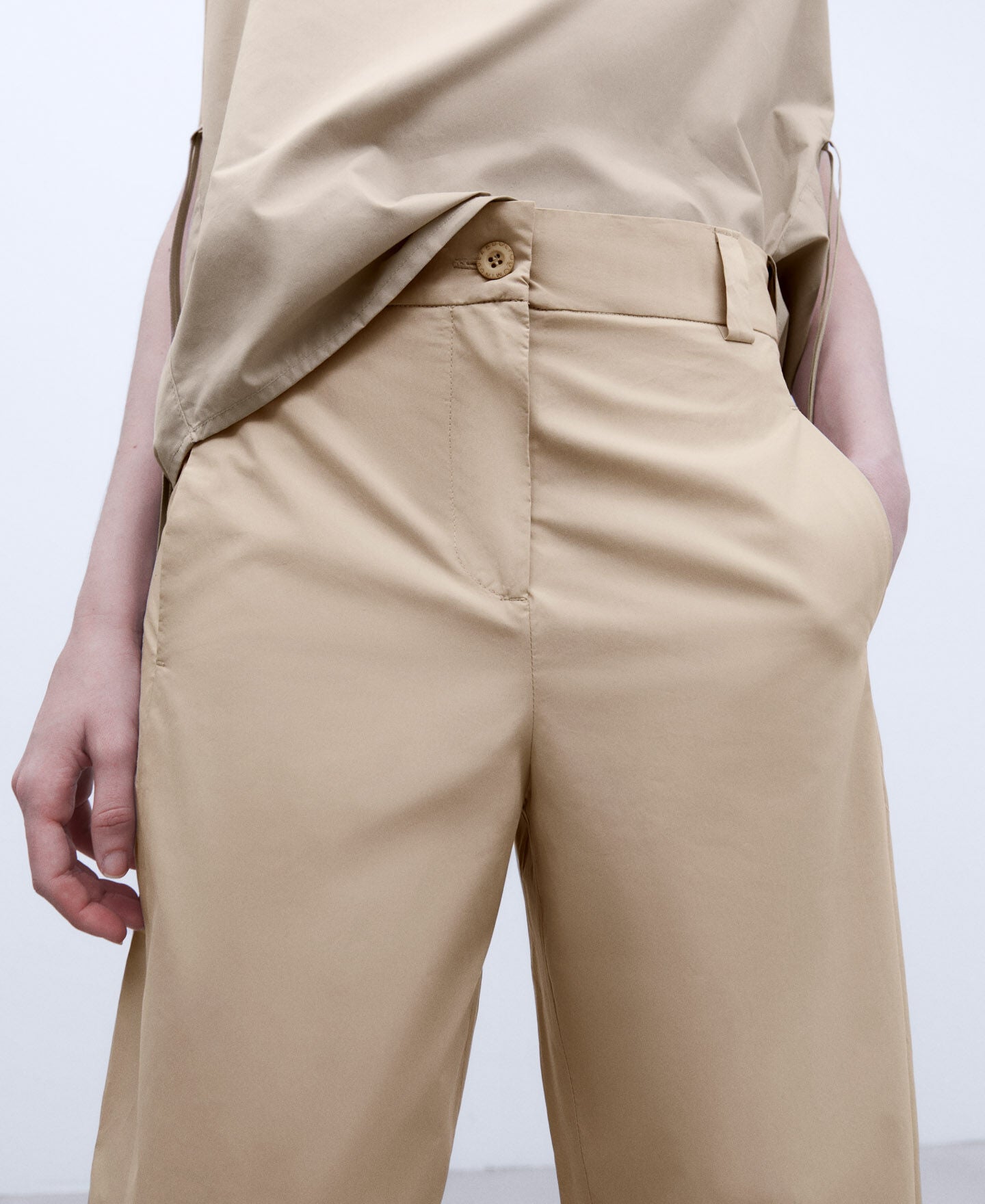 Pantalón Tiro Alto Beige