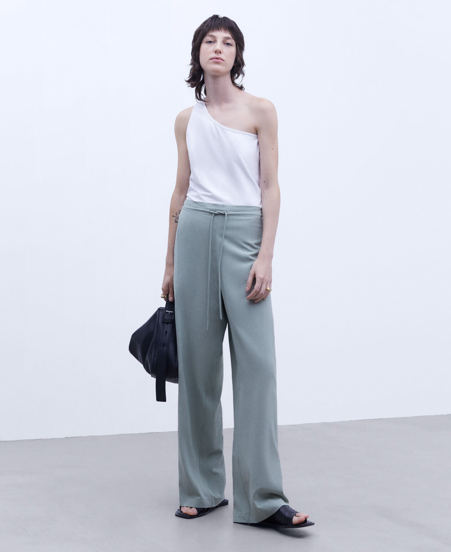 Pantalón Fluido Corte Recto Verde