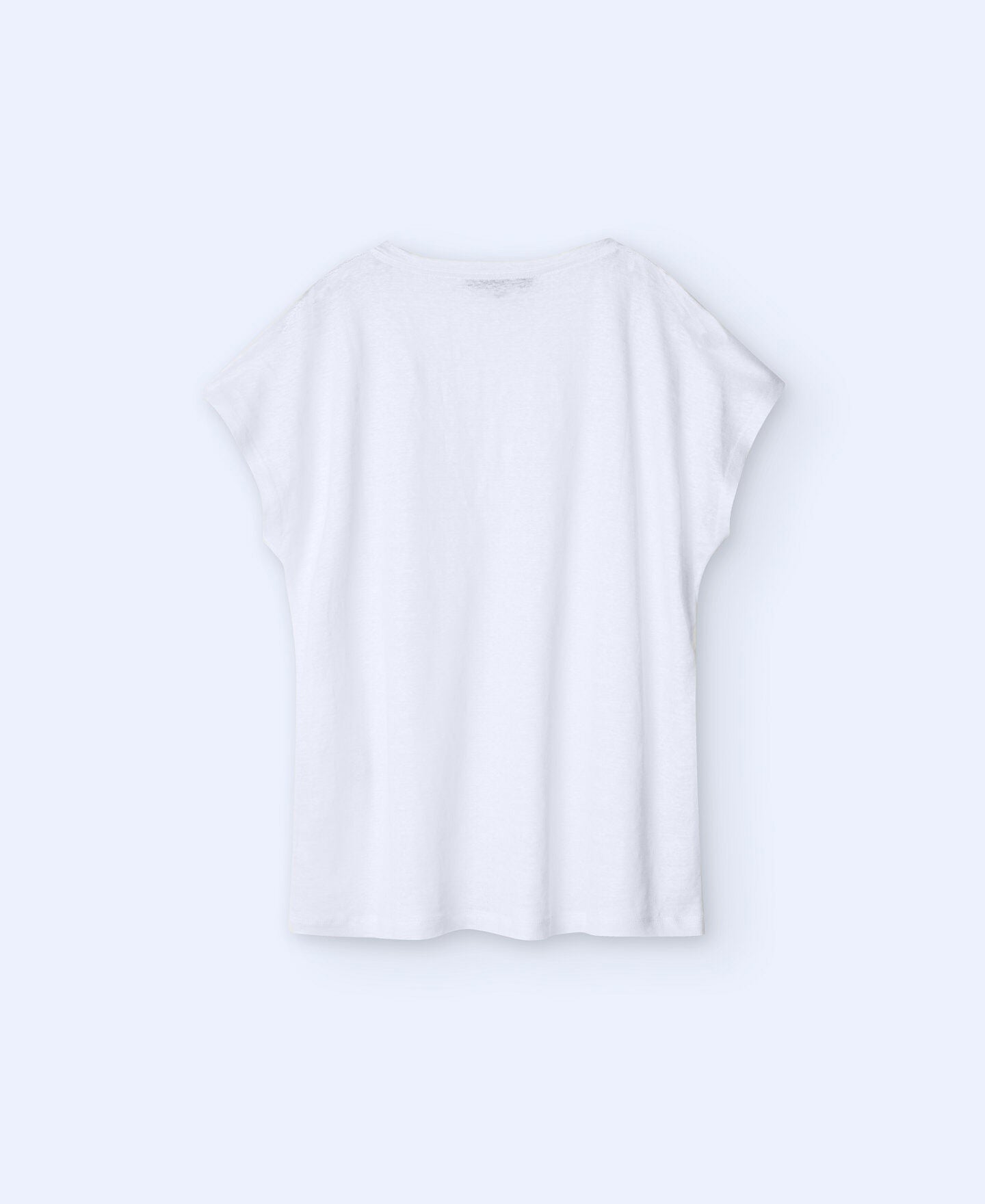 Camiseta Lino Cuello Pico Blanco